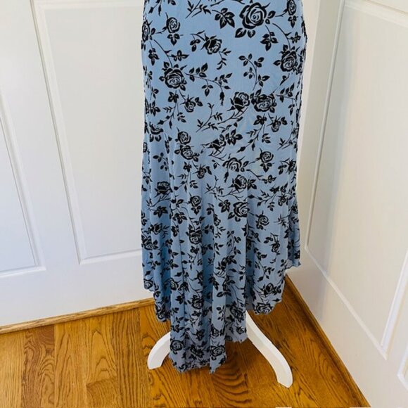 Whimsigoth Velvet Burnout Fairy Goth Grunge Hanky Hem Slip Skirt Set Mesh M/L - Picture 3 of 8